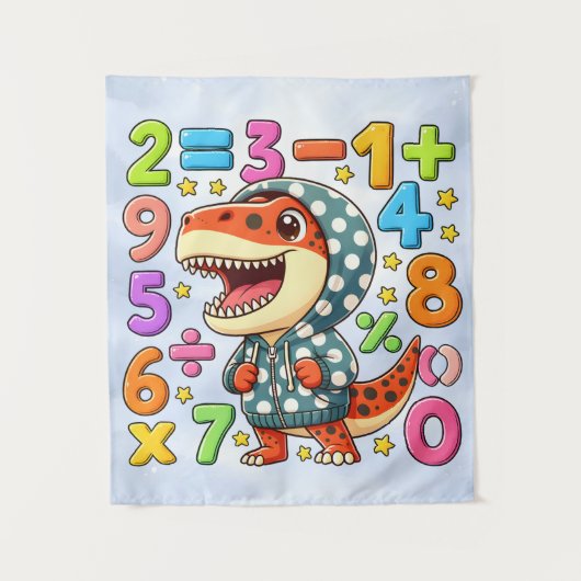 Leuke wiskunde dinosaurus nummers poster voor kind wandkleed (Voorkant)