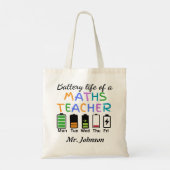 Leuke wiskundeleraar batterijduur aangepaste naam tote bag (Achterkant)