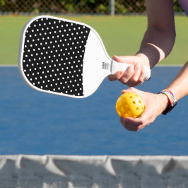 Leuke witte betegelde Stippen op zwarte gebogen ac Pickleball Paddle