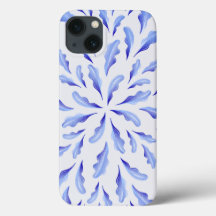 Leuke witte blauwe eenvoudige bladeren bloemen