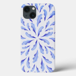 Leuke witte blauwe eenvoudige bladeren bloemen Case-Mate iPhone case