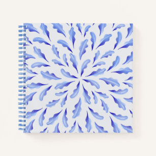 Leuke witte blauwe eenvoudige bladeren bloemen notitieboek