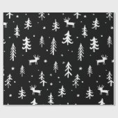 Leuke witte bomen illustraties Kerst Patroon Cadeaupapier (Vlak)