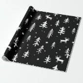 Leuke witte bomen illustraties Kerst Patroon Cadeaupapier (Uitgerold)