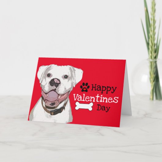 Leuke Witte Boxer Hond Valentijn Bedankkaart (Voorkant)