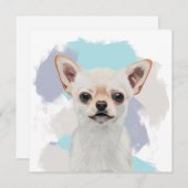 Leuke witte chihuahua hond Abstracte blauwe achter (Voorkant / Achterkant)