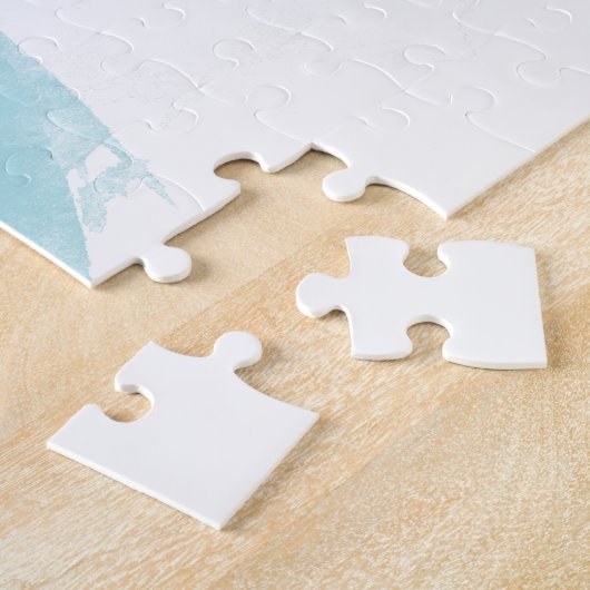 Leuke witte chihuahua hond Abstracte blauwe achter Legpuzzel (Zijkant)