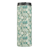 Leuke witte Daisy Blauwgroen Bloemen Thermosbeker (Achterkant)