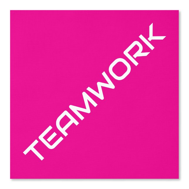 Leuke witte diagonale TEAMWORK tekst op Hot Pink Behang (Voorkant)