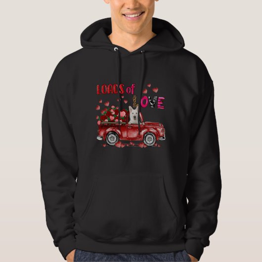 Leuke witte Duitse herder hond rijden rode vrachtw Hoodie (Voorkant)