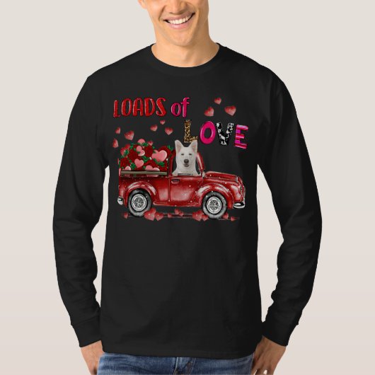 Leuke witte Duitse herder hond rijden rode vrachtw T-shirt (Voorkant)