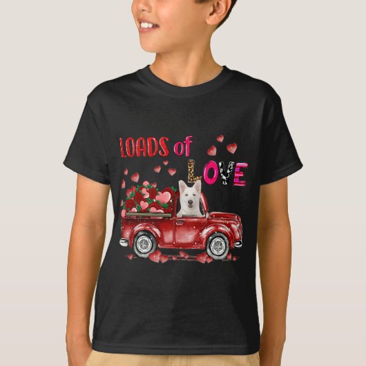 Leuke witte Duitse herder hond rijden rode vrachtw T-shirt (Voorkant)