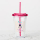 Leuke witte eenhoorn roze acryl drinkbeker (Voorkant)