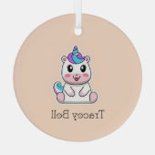 Leuke witte eenhoorn roze glas ornament (Achterkant)