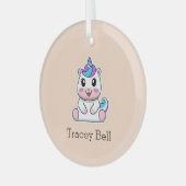 Leuke witte eenhoorn roze glas ornament (Voorkant links)