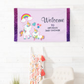 Leuke witte eenhoorns magische mama & Baby Party Spandoek (Insitu)