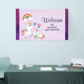 Leuke witte eenhoorns magische mama & Baby Party Spandoek (Beurs)