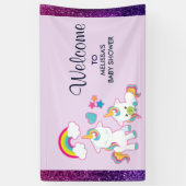 Leuke witte eenhoorns magische mama & Baby Party Spandoek (Verticaal)