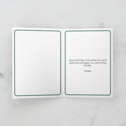 Leuke witte en groene dinosaurus jongen 1e verjaar kaart (Binnen)