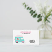 Leuke witte en roze speelse ijswagen visitekaartje (Staand voorkant)