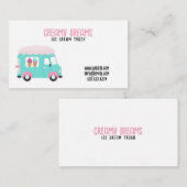 Leuke witte en roze speelse ijswagen visitekaartje (Voorkant / Achterkant)