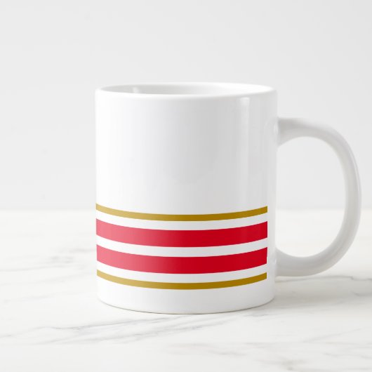 Leuke witte felrode onderste rand racestrepen grote koffiekop (Rechts)
