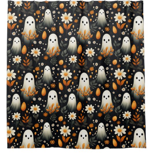 Leuke witte geest herfst douchegordijn (Voorkant)