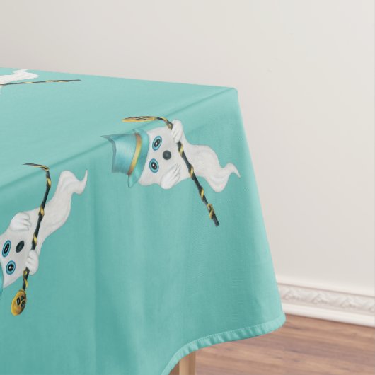 Leuke witte geesten aqua top hoeden zwart rieten s tafelkleed (Voorbeeld)