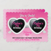 Leuke witte hart zonnebril roze verjaardag foto kaart (Voorkant / Achterkant)