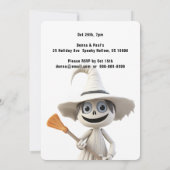 LEUKE WITTE HEKS MET BEZEM Halloween Party Kaart (Achterkant)