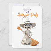 LEUKE WITTE HEKS MET BEZEM Halloween Party Kaart (Voorkant)