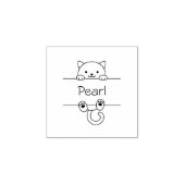 Leuke witte kat aangepaste naam 1x1 rubberstempel (Afrduk)