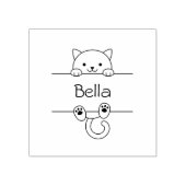 Leuke witte kat aangepaste naam rubberstempel (Afrduk)