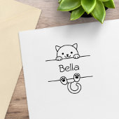 Leuke witte kat aangepaste naam rubberstempel