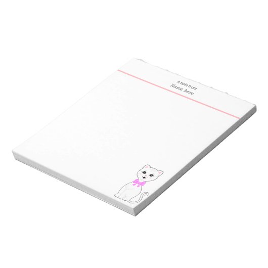Leuke witte kat Eenvoudig Notitieblok (Linkerzijde)