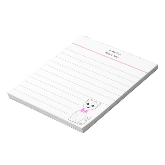 Leuke witte kat gevoerd notitieblok (Linkerzijde)