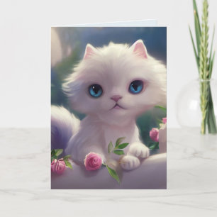 LEUKE WITTE KAT KITTEN VERJAARDAG WENSKAART KAART