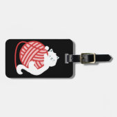 Leuke witte kat met garen bal bagagelabel (Voorkant horizontaal)