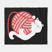 Leuke witte kat met garen bal fleece deken (Voorkant (Horizontaal))