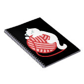 Leuke witte kat met garen bal notitieboek (Rechterzijde)