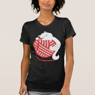 Leuke witte kat met garen bal t-shirt
