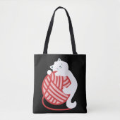 Leuke witte kat met garen bal tote bag (Voorkant)