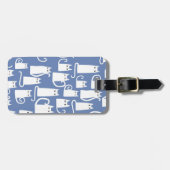 Leuke witte kat op blauw bagagelabel (Voorkant horizontaal)