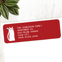 Leuke witte kat rood retour adres