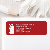 Leuke witte kat rood retour adres etiket (Insitu)