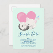 Leuke witte kat slapen Save the Date Uitnodiging Briefkaart (Voorkant / Achterkant)