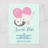 Leuke witte kat slapen Save the Date Uitnodiging Briefkaart (Voorkant)