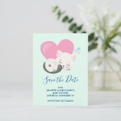 Leuke witte kat slapen Save the Date Uitnodiging Briefkaart (Staand voorkant)