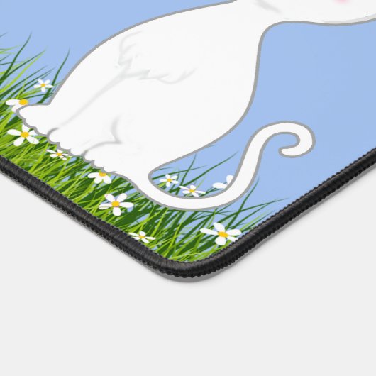 Leuke witte katten met bloemen bureaumat (Hoek)