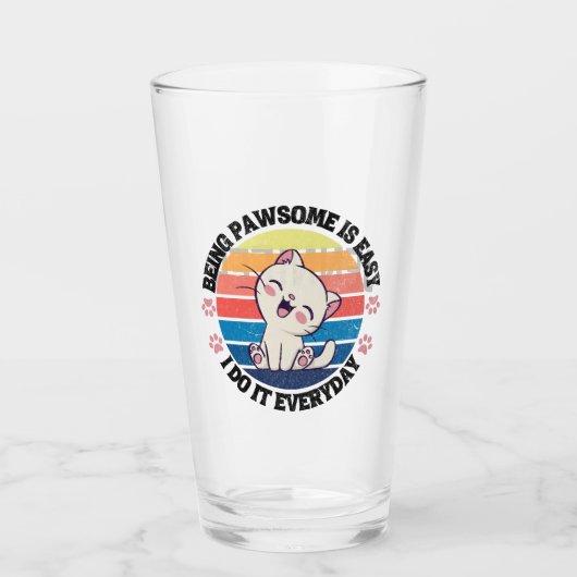 Leuke witte Kawaii kat Glas (Voorkant)